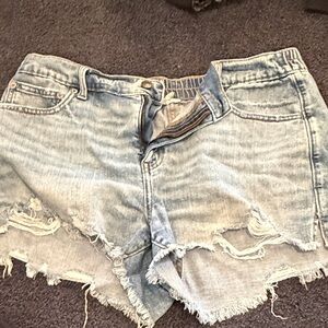Aerie Light Blue Distressed Jean Shorts